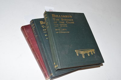 Lot 403 - LEVI RISO: BILLIARDS, THE STROKES OF THE GAME,...