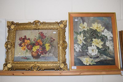 Lot 212 - A Howett, study of wall flowers, oil on board,...