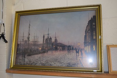 Lot 216 - Atkinson Grimshaw, coloured print, Glasgow Docks