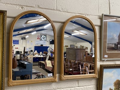 Lot 235 - Pair of bamboo framed mirrors