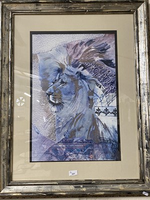 Lot 237 - Modern abstract coloured print, lions head