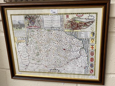 Lot 239 - Reproduction coloured map of Norfolk