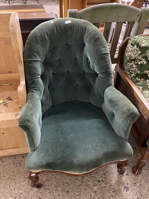 Lot 277 - Victorian button upholstered armchair