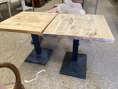 Lot 308 - Pair of modern pine topped pub or cafe tables...