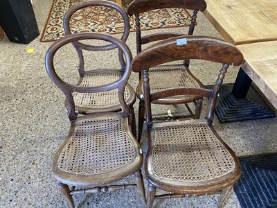 Lot 309 - Two pairs of Victorian cane seated bedroom...