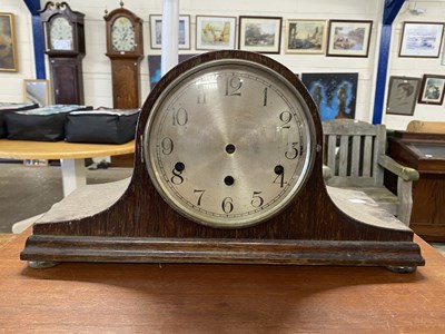 Lot 317 - Dome topped oak cased mantel clock