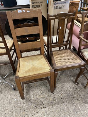 Lot 322 - A single rush seated ladder back kitchen chair