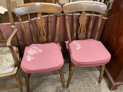 Lot 324 - Pair of elm seated kitchen chairs