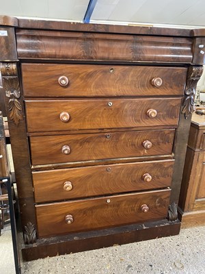 Lot 327 - Large Scotch chest with six drawers and carved...