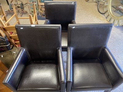 Lot 333 - Set of four modern leather covered armchairs