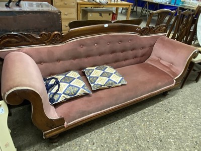 Lot 337 - Victorian pink upholstered sofa