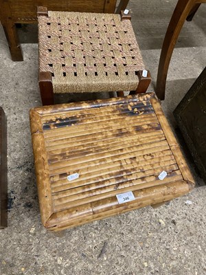 Lot 346 - Small bamboo stool together with another with...