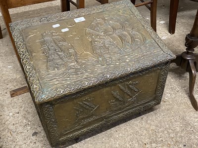 Lot 347 - Brass mounted coal box