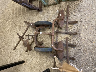 Lot 352 - Selection of vintage iron cultivator or...