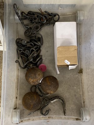 Lot 377 - Mixed Lot: Various hand made iron work hooks,...