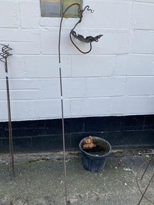 Lot 395 - An iron and copper garden feature or bird...