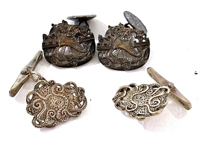 Lot 194 - Two pairs of silver cufflinks by Malcolm...