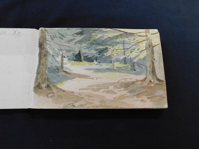 Lot 304 - Cloth bound pocket sketch book containing 16...