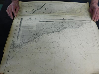 Lot 365 - 3 large Admiralty charts of Africa comprising...