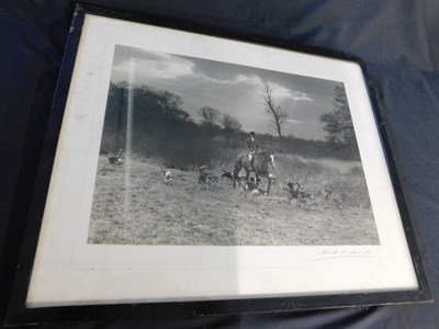 Lot 411 - Large fox hunting photograph, indistinctly...