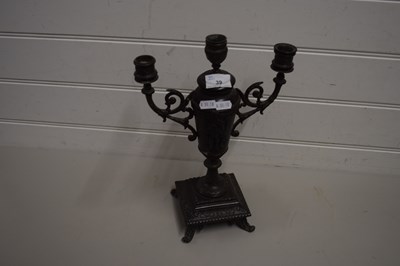 Lot 39 - BRONZED SPELTER CANDELABRA ON SQUARE BASE