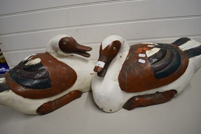 Lot 41 - PAIR OF PAINTED HARDWOOD MODEL GEESE