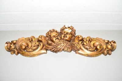 Lot 44 - COMPOSITION GILT FINISH PEDIMENT DECORATED...