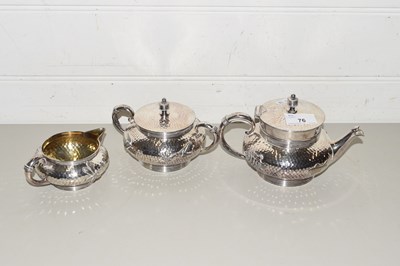 Lot 76 - UNUSUAL AMERICAN THREE PIECE SILVER PLATED...