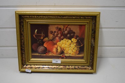 Lot 77 - GILT FRAMED OLEOGRAPH STILL LIFE PICTURE OF FRUIT