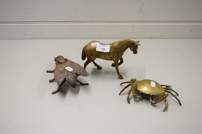 Lot 79 - MIXED LOT BRASS HORSE AND TWO NOVELTY STORAGE...