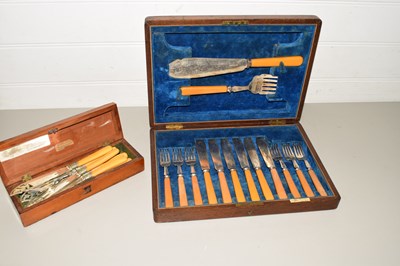 Lot 100 - OAK CASED CANTEEN OF FISH CUTLERY PLUS A...