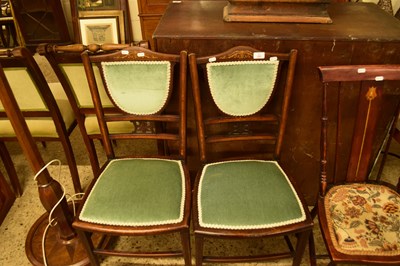 Lot 365 - PAIR OF EDWARDIAN SIDE CHAIRS WITH UPHOLSTERED...