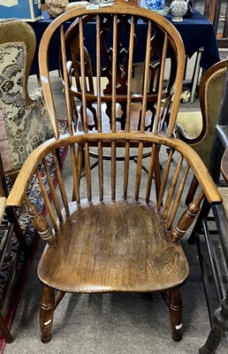 Lot 513 - 19th Century elm seated stick back Windsor...