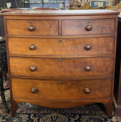 Lot 510 - 19th Century mahogany bow front chest of two...