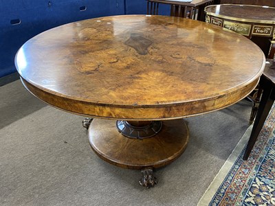 Lot 616 - 19th Century walnut veneered dining table with...