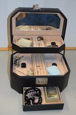 Lot 99 - A modern Windrose black jewellery box and...