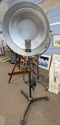 Lot 570 - A large Mole Richardson metal flood light on...