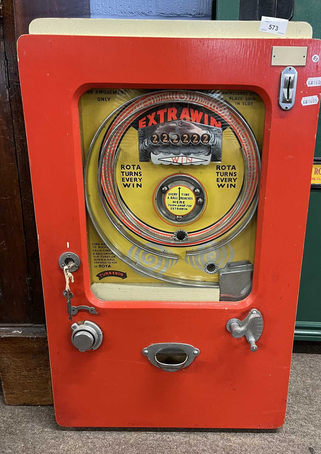 Lot 573 - A vintage Extrawin wall mounted pinball...