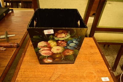 Lot 368 - FLORAL PAINTED WASTE PAPER BIN, 25CM HIGH