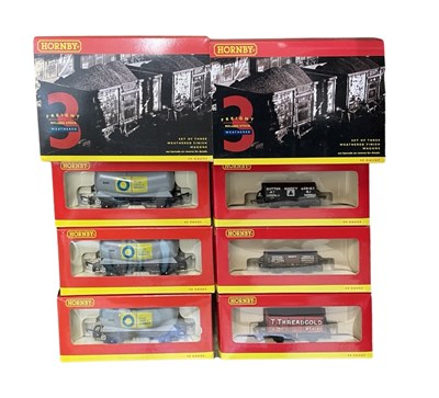 Lot 61 - A pair of boxed Hornby 00 gauge triple wagon...