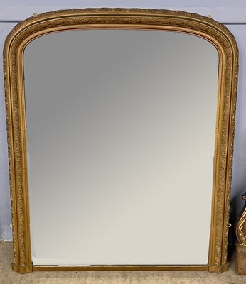 Lot 607 - 19th Century arch top over mantel mirror in a...