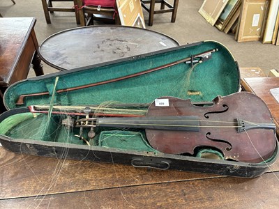 Lot 609 - Cased violin bearing label for The Maidstone...