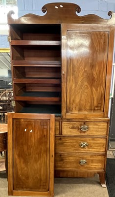 Lot 610 - Georgian mahogany linen press cabinet with...