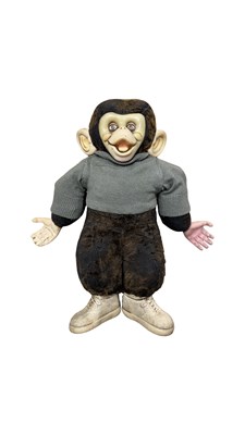 Lot 366 - A mid 20th century straw-filled chimpanzee toy,...