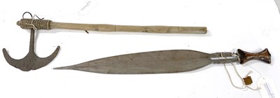 Lot 284 - An African tribal spear together with a small...