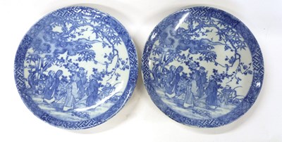 Lot 293 - A pair of Japanese porcelain dishes with blue...