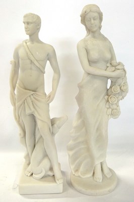 Lot 349 - A pair of Parian ware type figures of...