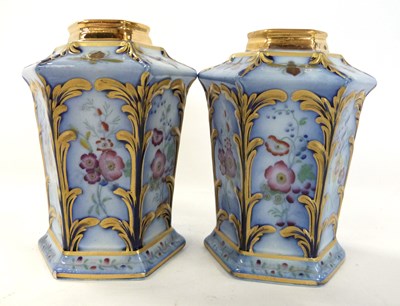 Lot 337 - A pair of Royal Doulton vases the blue ground...