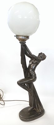 Lot 362 - A large Art Deco figure of a nude lady holding...