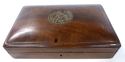 Lot 371 - A wooden box with centre roundall of flowers...